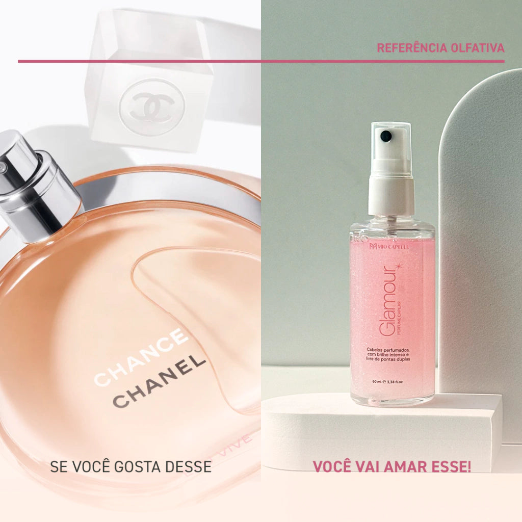 Perfume Capilar Glamour 60ml (Inspirado no Chance Eau Tendre Chanel) + Brinco GRÁTIS